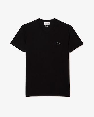 T-shirt con collo a V in jersey di cotone Pima leggero