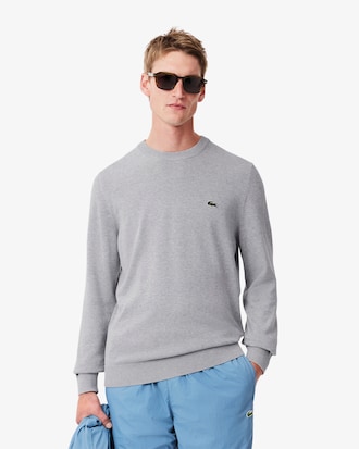 Pullover girocollo monocromatico in cotone