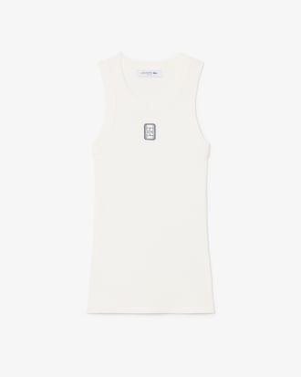 Canotta slim fit in maglia a coste con stemma