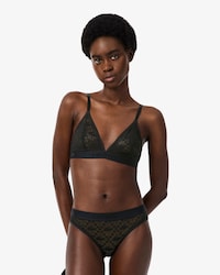 Bralette a triangolo in pizzo con logo