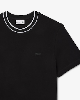 T-shirt in piqué elasticizzato con colletto a righe