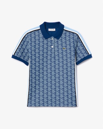 Polo slim fit in jacquard con monogramma