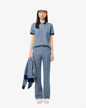 Polo slim fit in jacquard con monogramma