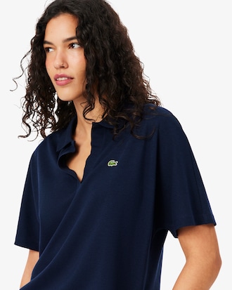 Polo fluida relaxed fit in piqu&eacute;