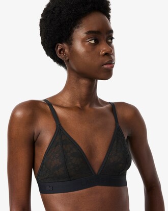 Bralette a triangolo in pizzo con logo