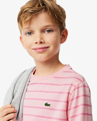 T-shirt a maniche lunghe a righe in cotone pesante