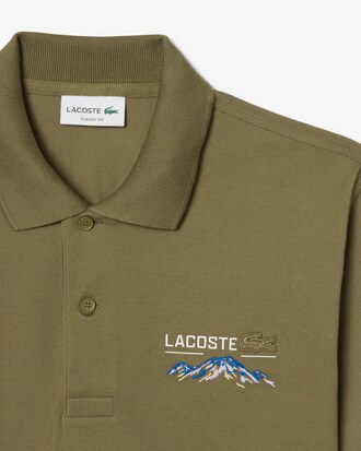 Polo in mini-piqué con motivo ricamato classic fit