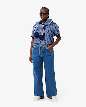 Polo slim fit in jacquard con monogramma