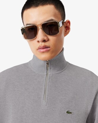 Felpa interlock a collo alto con zip