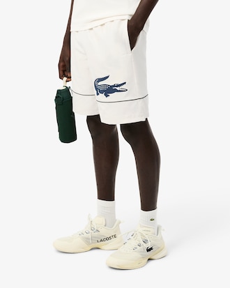 Shorts da tennis in taffet&agrave; a rombi con stampa