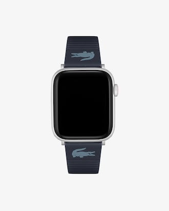 Cinturino unisex per Apple Watch in pelle blu Lacoste