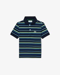 Polo in petit piqu&eacute; con righe a contrasto