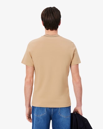 T-shirt in piqué elasticizzato con colletto a righe