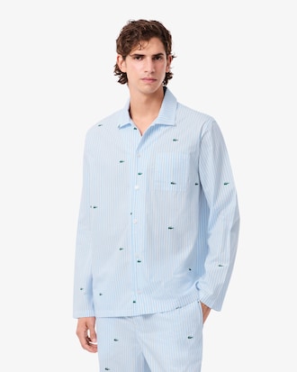 Camicia pigiama in popeline di cotone a righe