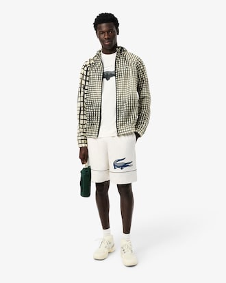 Shorts da tennis in taffet&agrave; a rombi con stampa