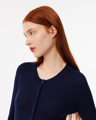 Cardigan in lana merino a maglia 3D