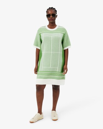 Maxi abito jacquard con campo da tennis