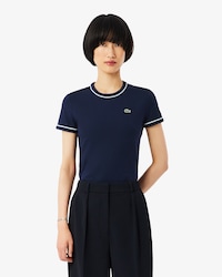 T-shirt in jersey con bordo a contrasto