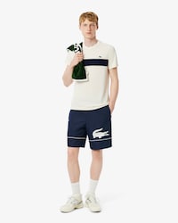 Shorts da tennis in taffet&agrave; a rombi con stampa