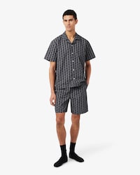 Shorts pigiama in popeline con monogramma stampato