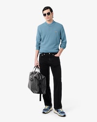 Pullover girocollo monocromatico in cotone