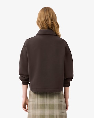 Felpa oversize in tessuto felpato con collo a polo
