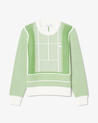 Maglione jacquard grafico con campo da tennis