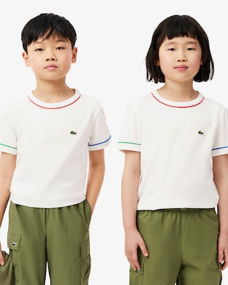 T-shirt in cotone con bordo a contrasto