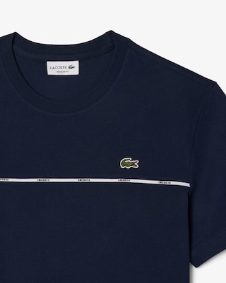 T-shirt in jersey di cotone con bordo Lacoste