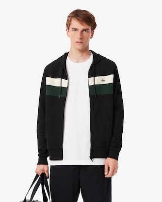 Felpa con cappuccio e zip color block