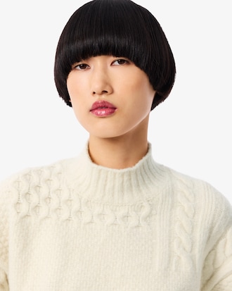 Maglione in lana a collo alto effetto patchwork