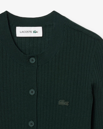 Cardigan in maglia di lana merinos a coste