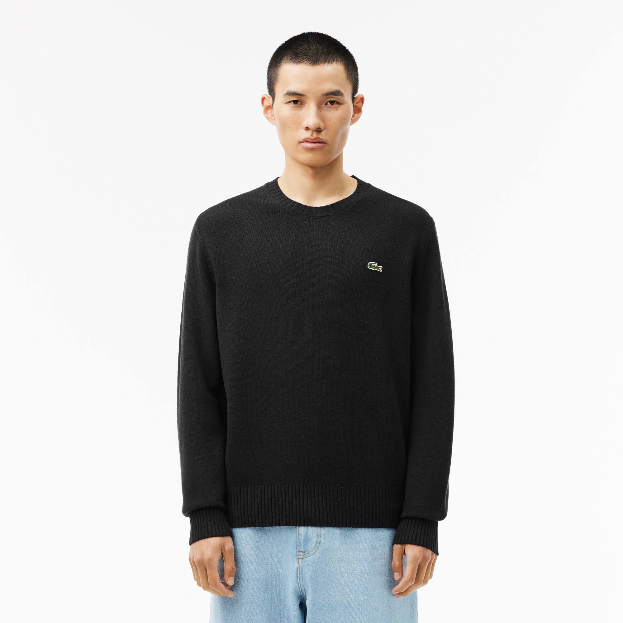 Maglione a girocollo in lana cardata - Maglieria Uomo