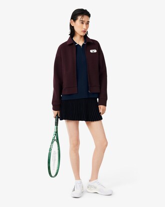 Badge Accent Tennis Heritage Zipped Polo Collar Sweater