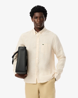 Camicia di lino a righe regular fit