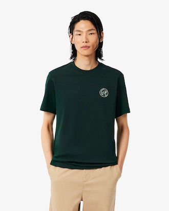 T-shirt in jersey di cotone con stemma tennis