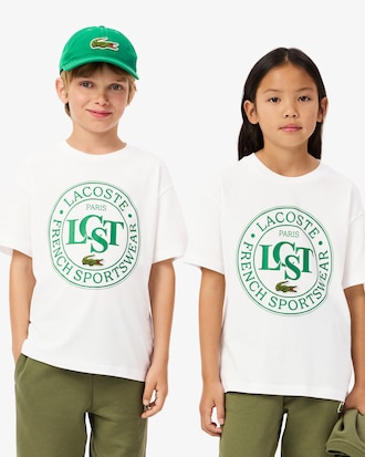 T-shirt in cotone con stemma a contrasto