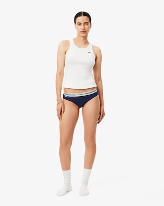 Slip in cotone stretch con vita a contrasto