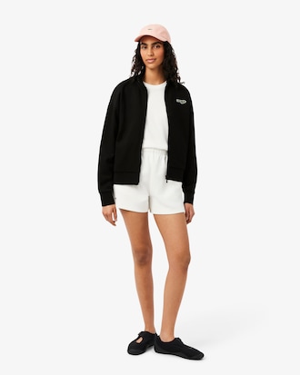 Felpa con zip e stemma relaxed fit