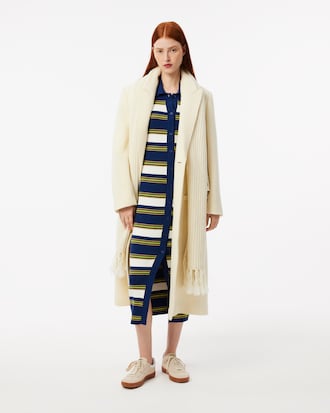 Vestito chemisier in maglia a costine a righe