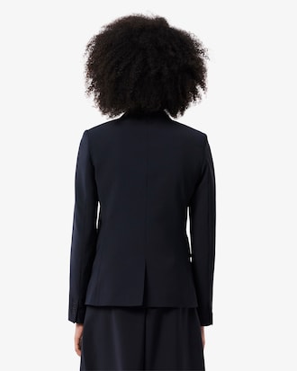 Blazer in lana slim fit con logo ricamato