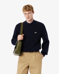 Maglione spesso in lana cardata con zip sul collo