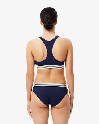 Bralette in cotone stretch con fascia a contrasto