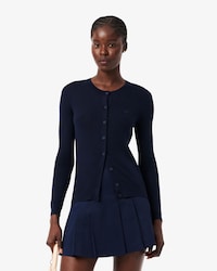 Cardigan in maglia di lana merinos a coste