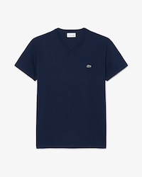 T-shirt con collo a V in jersey di cotone Pima leggero