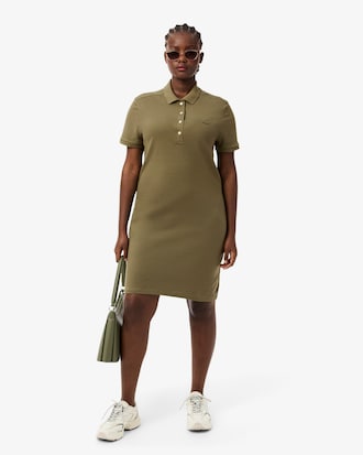 Vestito polo slim fit in mini piqu&eacute; stretch