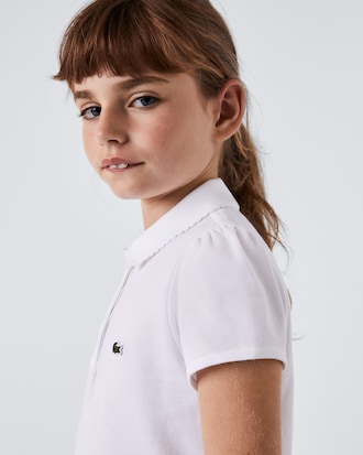 Polo in mini piqué con colletto smerlato