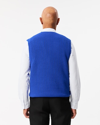 Gilet in lana cardata con scollo a V