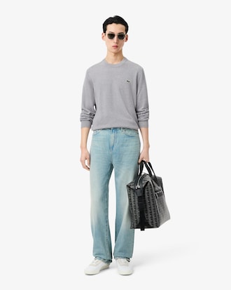 Pullover girocollo monocromatico in cotone