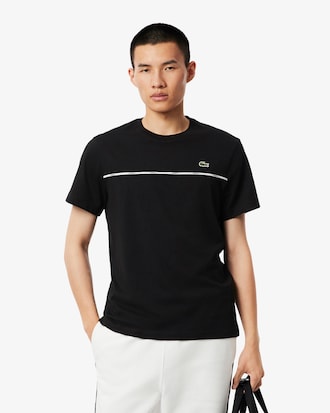 T-shirt in jersey di cotone con bordo Lacoste